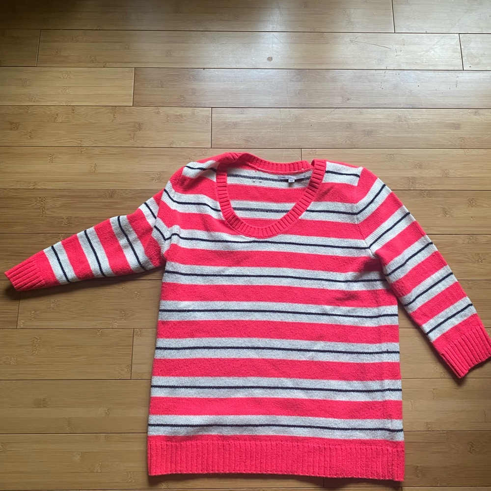 GAP Vibrant Pink and White Striped Sweater